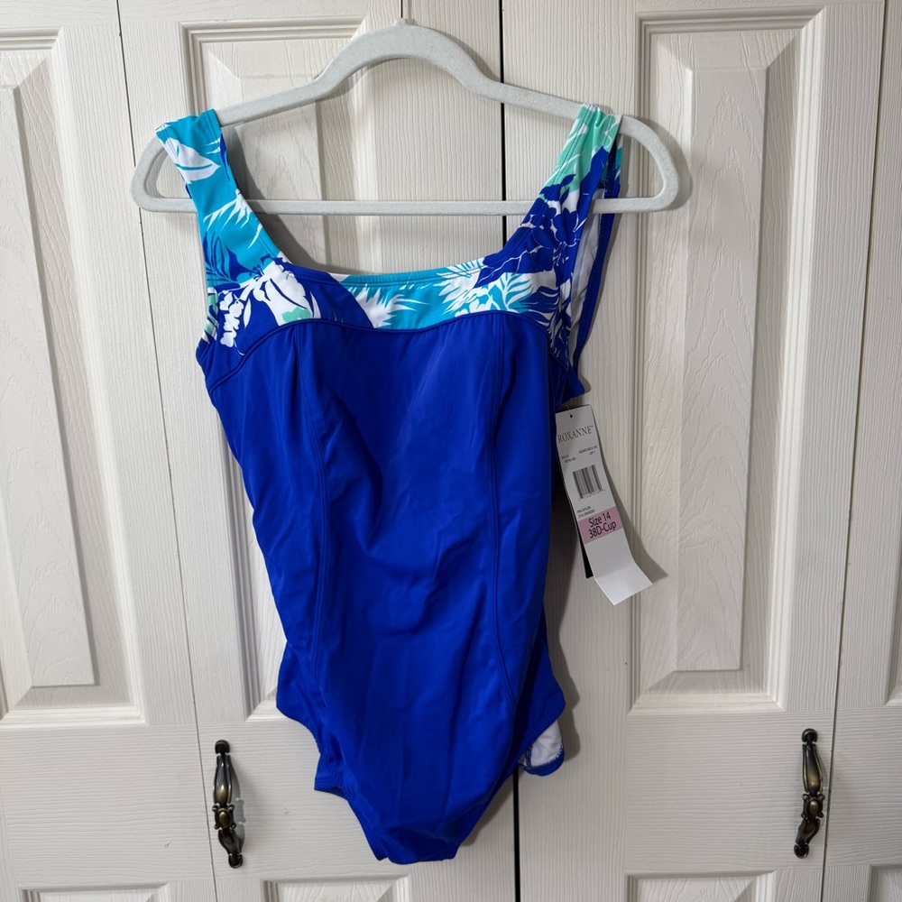 Roxanne Bra Size Square Neck One Piece Swimsuit Womens Size 14/38D